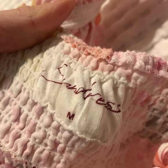 Revolve x Sundress Dress Lolita Ruffle Tiered Mini in Riviera Linen Pink Floral - Picture 8 of 12